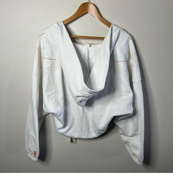 Free People Movement White Embroidered Sashiko Wrap Hoodie Sweatshirt - Picture 2 of 11